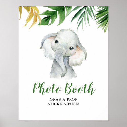 Tropical Elephant Boy Baby Shower Photo Booth Sign