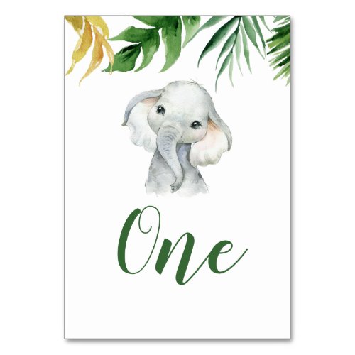 Tropical Elephant Boy Baby Shower Table Number