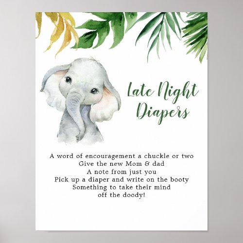 Tropical Elephant Boy Late Night Diaper Sign