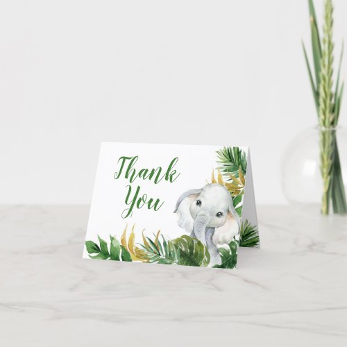 Tropical Elephant Boy Thank You Folded Card