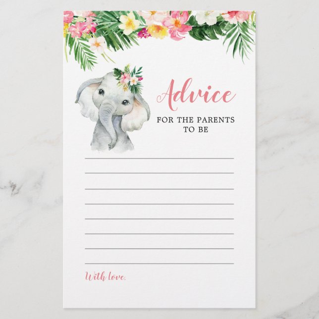 Tropical Elephant Girl Advice For Parents (Front)