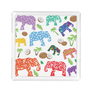 Tropical Elephants Acrylic Tray