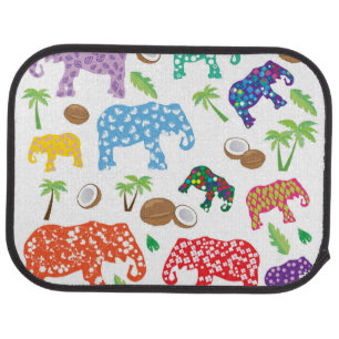 Tropical Elephants Car Floor Mat