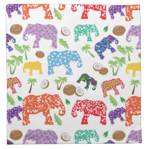 Tropical Elephants Cloth Napkin