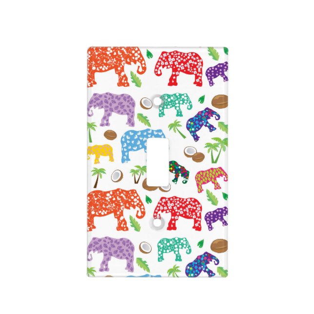 Tropical Elephants Light Switch Cover (Front)