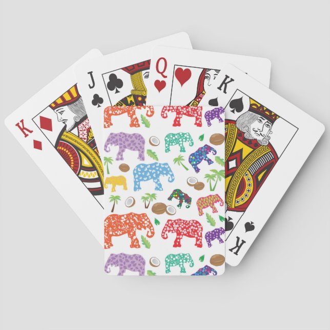 Tropical Elephants Poker Cards (Back)