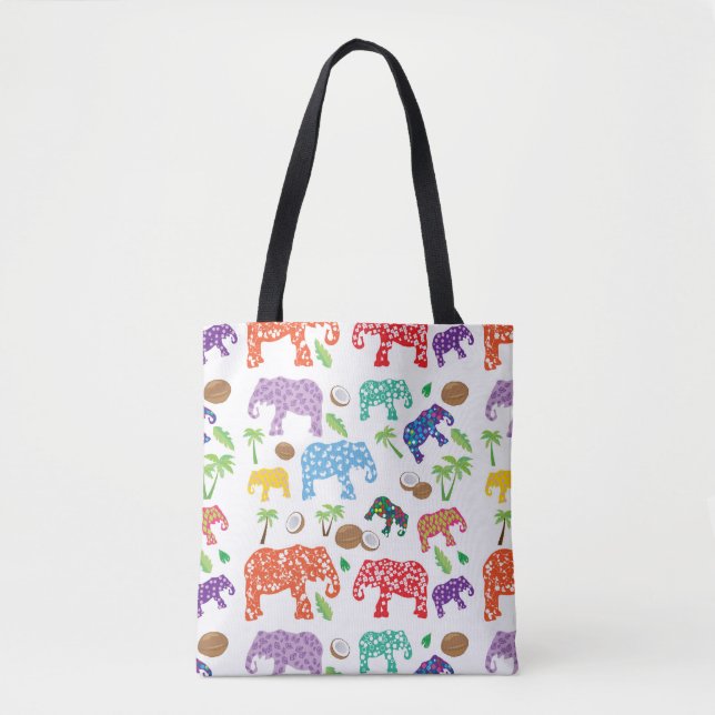 Tropical Elephants Tote Bag (Front)