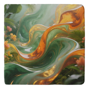 Tropical Emerald Amber Swirl Trivet