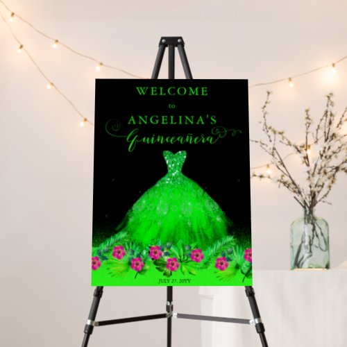 Tropical Emerald Green Spanish Gown Quinceaera Foam Board