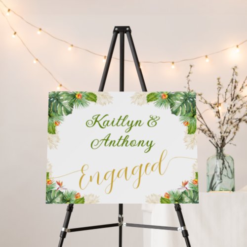 Tropical Engagement Party Watercolor Palm Floral Foam Board