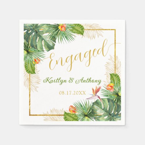 Tropical Engagement Party Watercolor Palm Floral Napkins