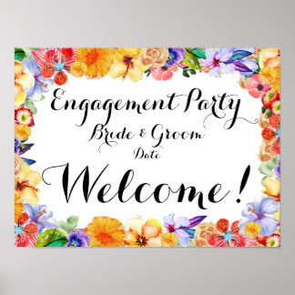 Tropical Engagement, Wedding Party Sign/Poster Poster