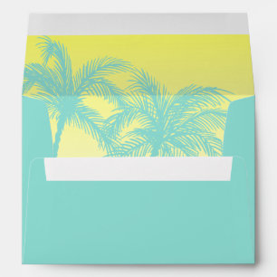 Tropical Envelope Liner Teal Blue Yellow Palm