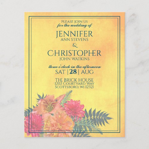 Tropical Escape Budget Wedding Invitation Flyer