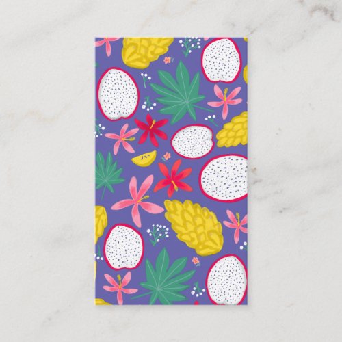 Tropical escape dragonfruits flowers purple business card