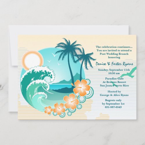 Tropical Escape Post Wedding Brunch Invitation