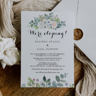 Tropical Eucalyptus Greenery Elopement Reception Invitation