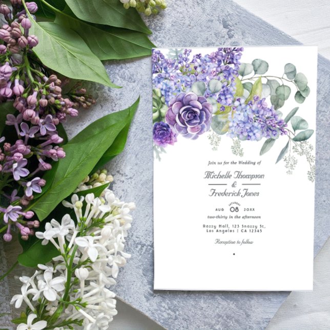 Tropical Eucalyptus Succulents QR Code Wedding Invitation (Creator Uploaded)