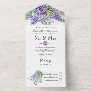 Tropical Eucalyptus Succulents Wedding All In One Invitation