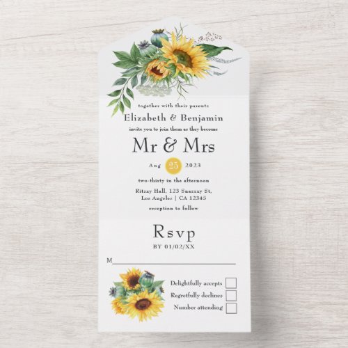 Tropical Eucalyptus Succulents Wedding All In One Invitation