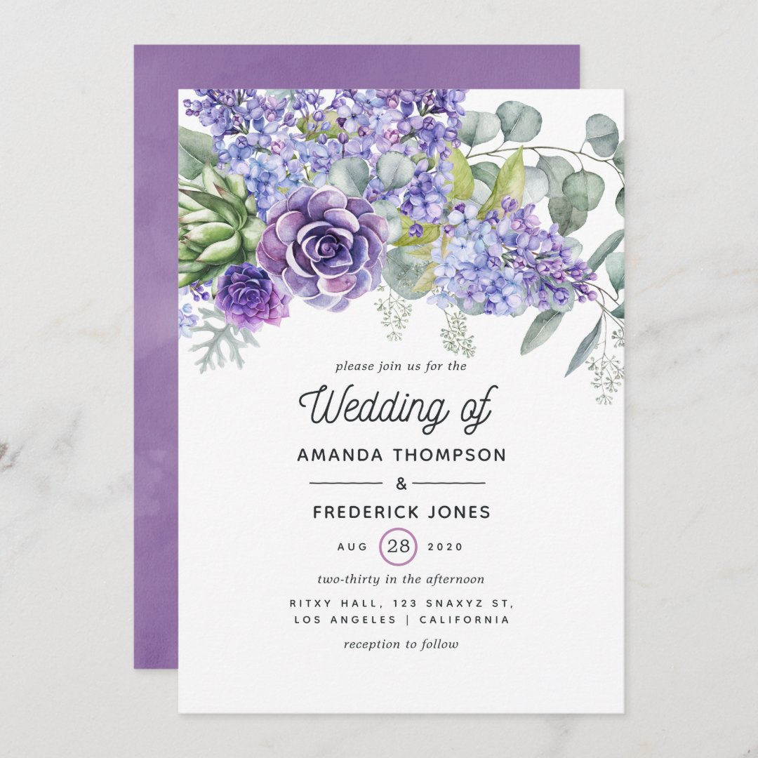 Tropical Eucalyptus Succulents Wedding Invitation | Zazzle