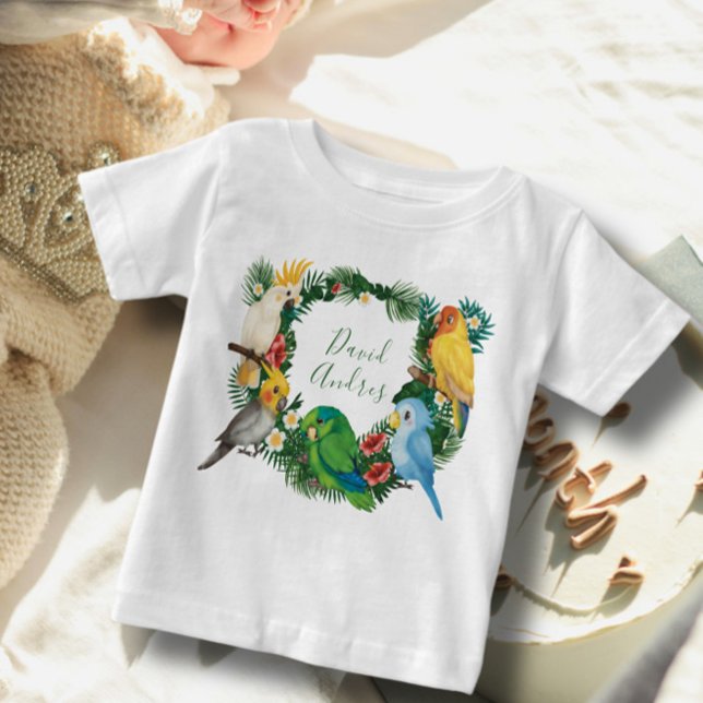 Tropical Exotic baby Wild Parrots  Birthday Baby T-Shirt (Creator Uploaded)