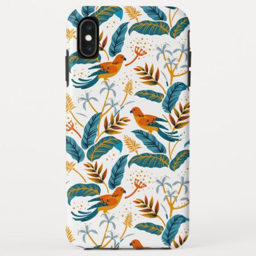 Tropical exotic birds and leaves pattern iPhone XS max case