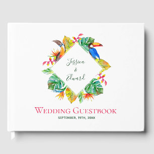 Tropical Exotic Birds Hawaiian Wedding Guest Book