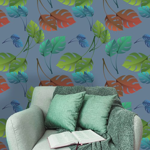 Tropical Exotic Botanical Vibrant Monstera Leaves