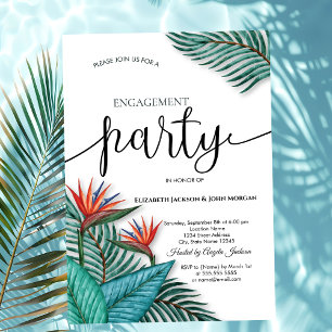 Tropical Exotic Flowers Engagement Invitation