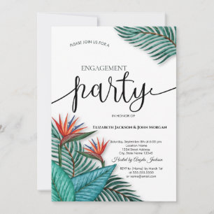 Tropical Exotic Flowers Engagement Invitation