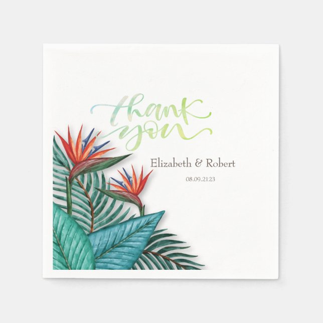Tropical Exotic Flowers Napkins (Front)