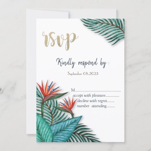 Tropical Exotic Flowers RSVP   Invitation