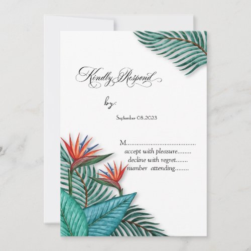 Tropical Exotic Flowers RSVP  Invitation