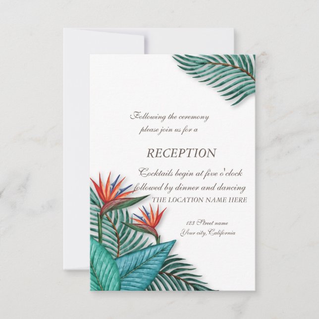 Tropical Exotic Flowers Wedding Invitation (Front)