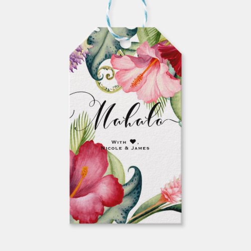 Tropical Exotic Flowers Wedding Party MAHALO ALOHA Gift Tags