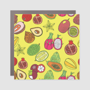 Tropical Exotic Fruits Hand-Drawn Pattern Car Magnet