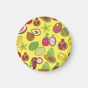 Tropical Exotic Fruits Hand-Drawn Pattern Magnet