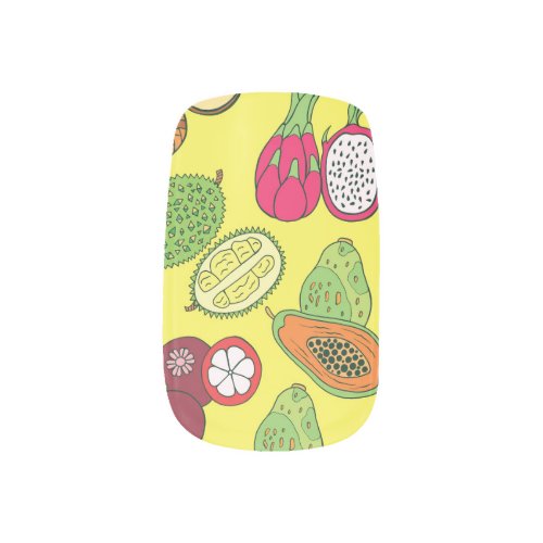 Tropical Exotic Fruits Hand_Drawn Pattern Minx Nail Art