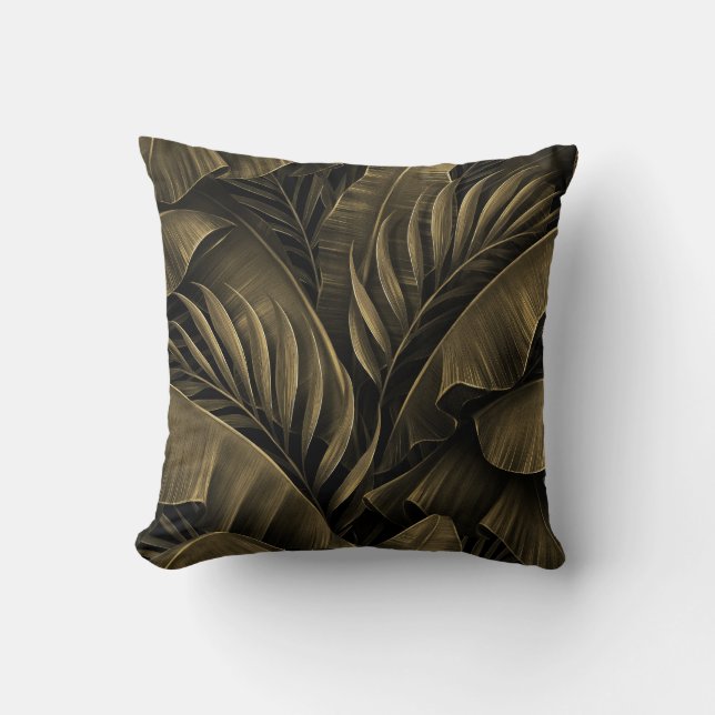 Tropical Exotic: Grunge Golden Nature Throw Pillow (Front)
