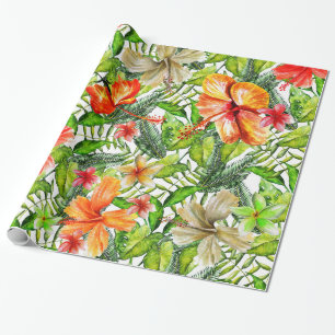 Tropical Exotic Jungle Hibiscus Flower Flowers Wrapping Paper