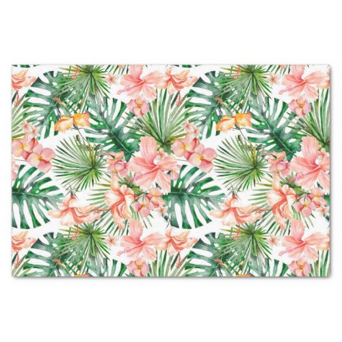 Tropical Exotic Jungle Hibiscus Flowers Tissue Paper