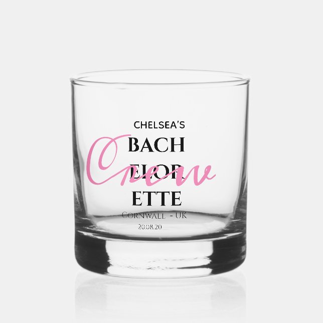 Tropical Exotic Palm Bachelorette Crew Party  Whiskey Glass (Front)