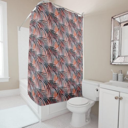 Tropical Exotic Palm Leaves Surreal Pattern Shower Curtain