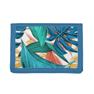 Tropical exotic palm leaves tri-fold wallet