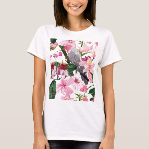Tropical exotic pattern with parrot and flowers T-Shirt