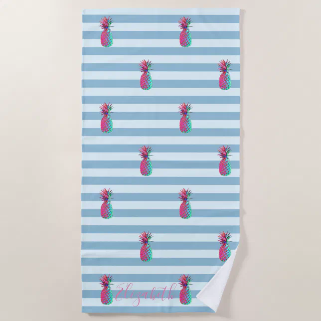 Tropical Exotic ,PineapplePersonalized Beach Towel Zazzle