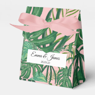 Tropical Exotic Pink Greenery Destination Wedding Favor Boxes