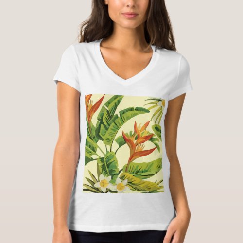 Tropical Exotic Plumeria Flowers Plants T_Shirt