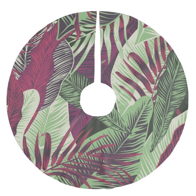 Tropical Exotic: Trendy Green Seamless Brushed Polyester Tree Skirt (Front)